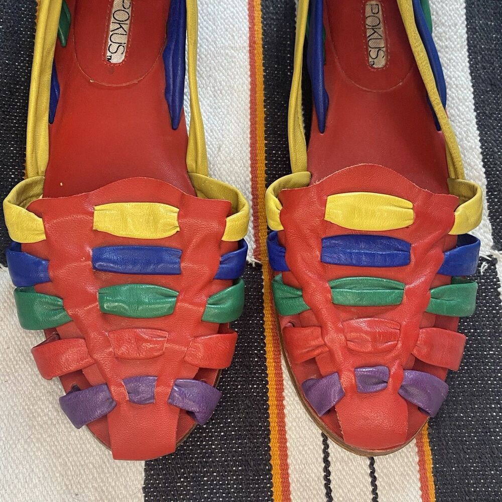 Vintage Hokus Pokus Leather Slip On Sandals. Rare. Size 8 M. Made In Brazil. - Picture 7 of 8